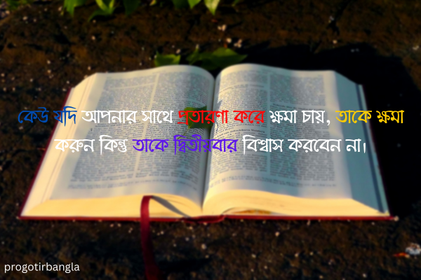  কেউ যদি আপনার সাথে প্রতারণা করে ক্ষমা চায়, তাকে ক্ষমা করুন কিন্তু তাকে দ্বিতীয়বার বিশ্বাস করবেন না।