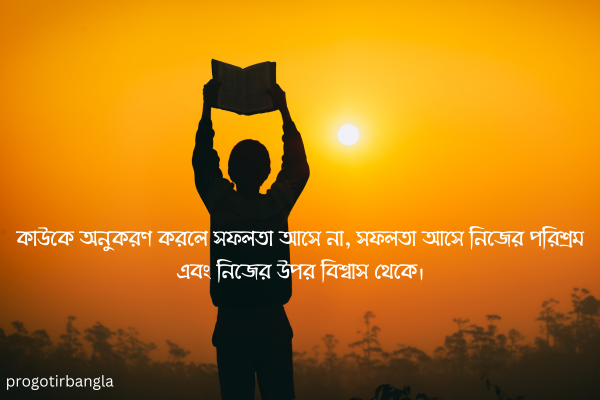  কাউকে অনুকরণ করলে সফলতা আসে না, সফলতা আসে নিজের পরিশ্রম এবং নিজের উপর বিশ্বাস থেকে।