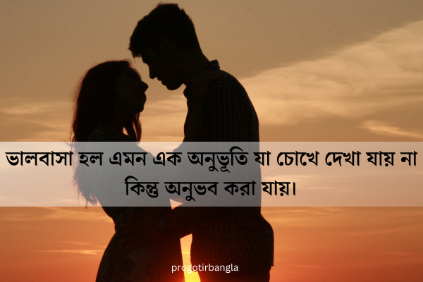  ভালবাসা হল এমন এক অনুভূতি যা চোখে দেখা যায় না কিন্তু অনুভব করা যায়।