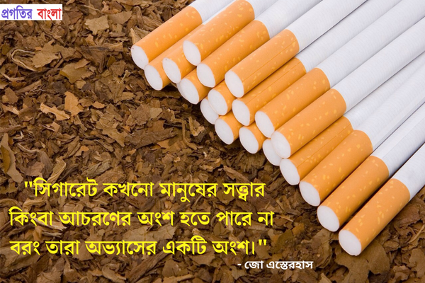  সিগারেট কখনো মানুষের সত্ত্বার কিংবা আচরণের অংশ হতে পারে না বরং তারা অভ্যাসের একটি অংশ