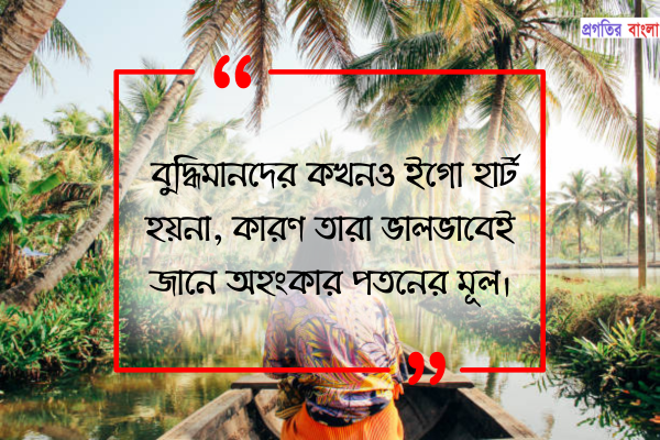 বুদ্ধিমানদের কখনও ইগো হার্ট হয়না, কারণ তারা ভালভাবেই জানে অহংকার পতনের মূল।