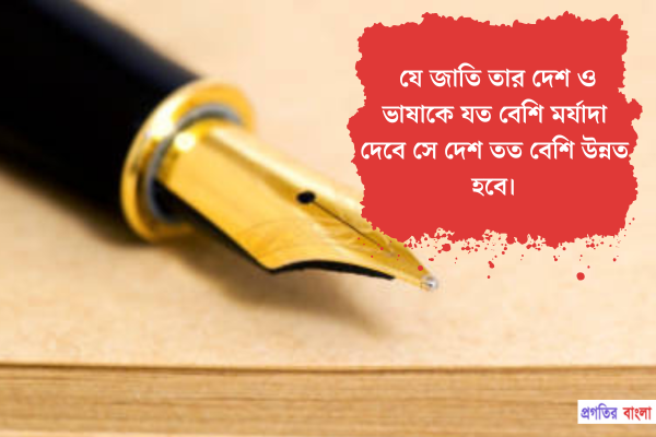 যে জাতি তার দেশ ও ভাষাকে যত বেশি মর্যাদা দেবে সে দেশ তত বেশি উন্নত হবে।